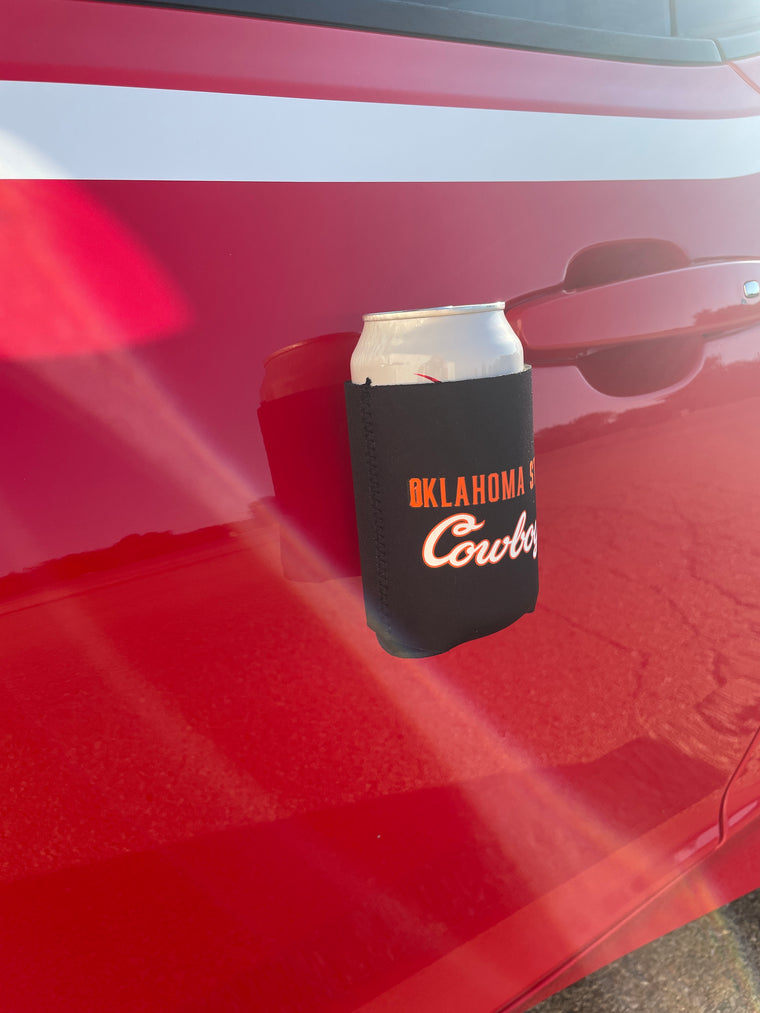 Oklahoma State Black Magnetic Can Cooler