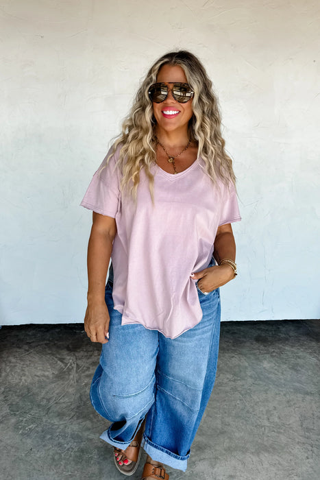 PREORDER: Joey V-Neck Washed Cotton Boyfriend Tee