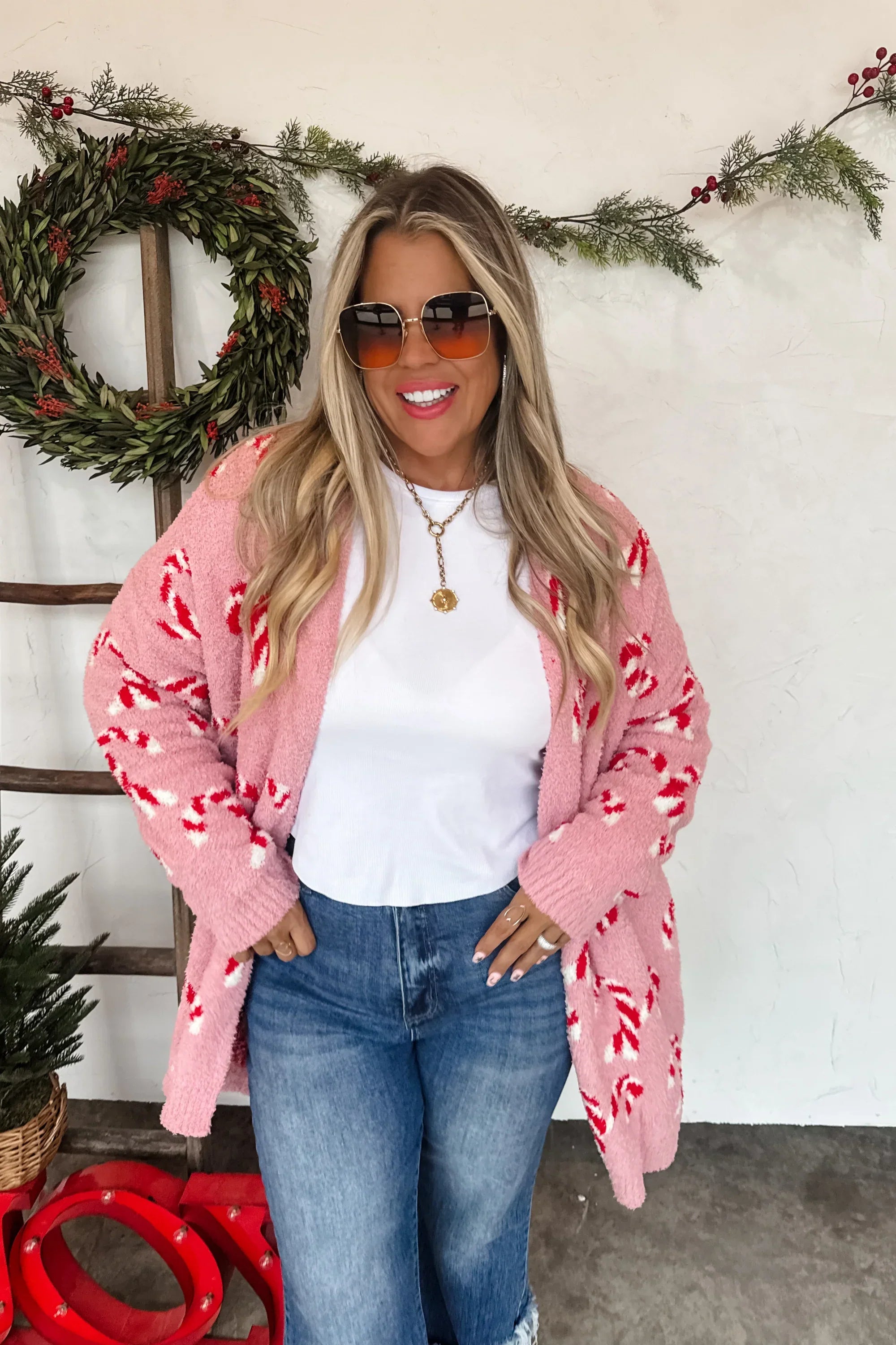 PREORDER: Christmas Cloud Cardigan Candy Cane