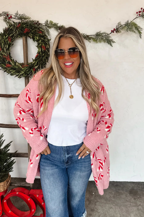 PREORDER: Christmas Cloud Cardigan Candy Cane