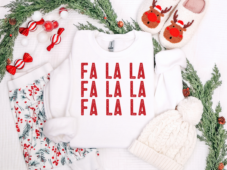 Fa La La Stacked Graphic Tee and Sweatshirt