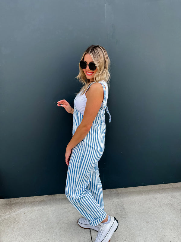 PREORDER: Blue Stripe Britte Romper Overalls