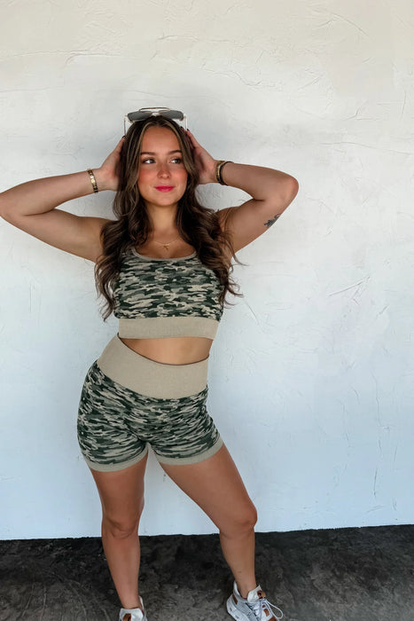 PREORDER: Camo Bra & Biker Short Set