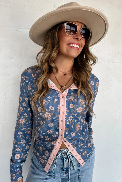 PREORDER: Kori Snap Button Waffle Top