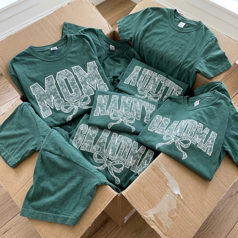 Lace Names Graphic Tee in Spruce