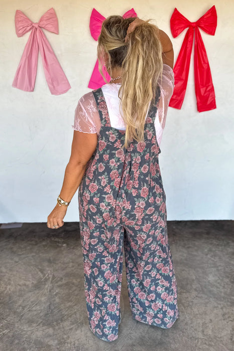 PREORDER: Cassidy Floral Denim Overalls