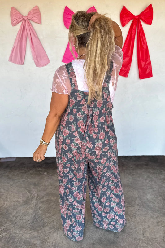 PREORDER: Cassidy Floral Denim Overalls
