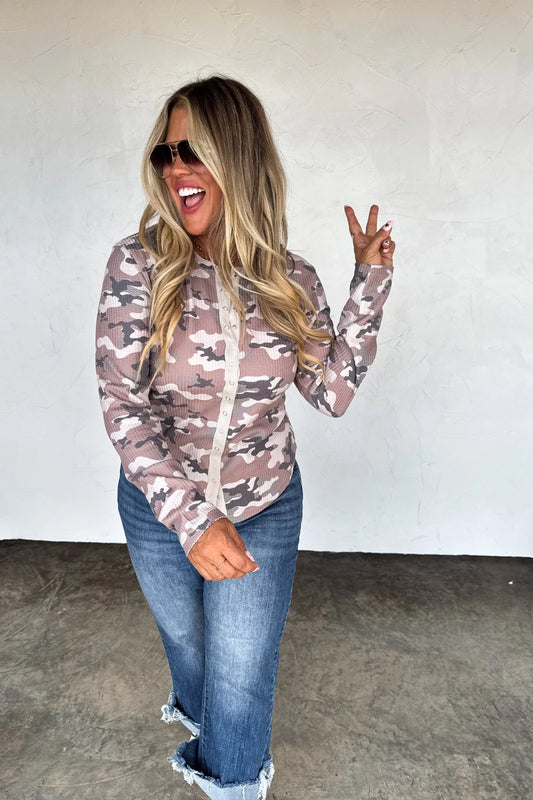 PREORDER: Kori Snap Button Waffle Top