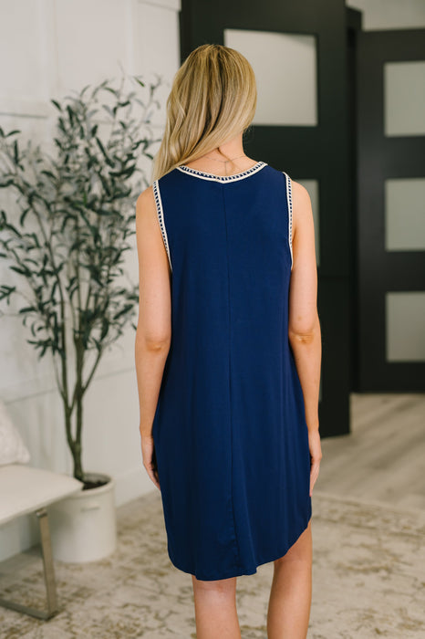 Airloom Trim Detail Mini Tank Dress in Navy