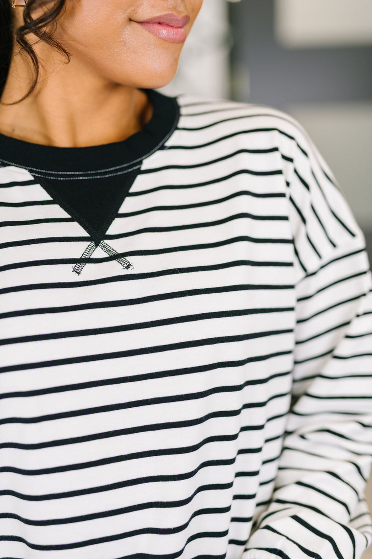 Almost Therapeutic Drop Shoulder Pullover in White and Black