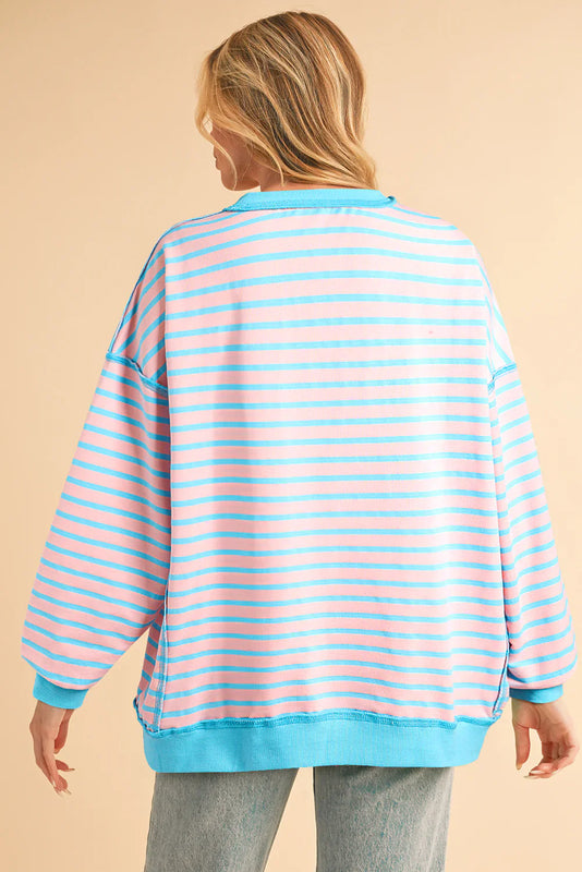 Color Clash Drop Shoulder Long Sleeve