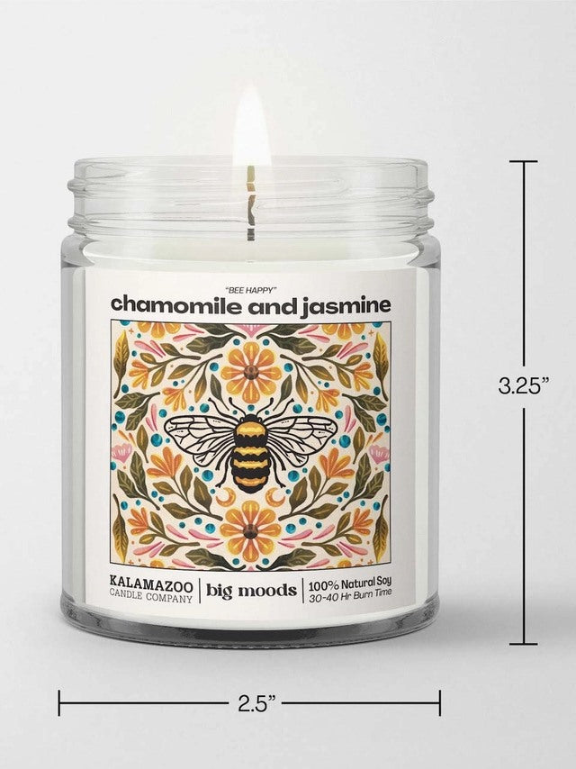 "Bee Happy" Chamomile and Jasmine - Luxury Soy Candle