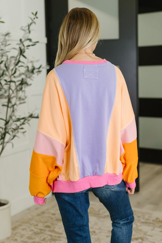 Blockbuster Color Block Pullover in Muted