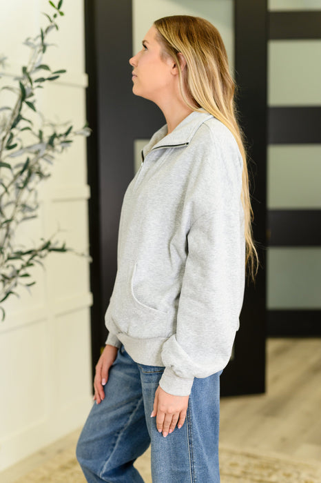 Bonbon Delight Half Zip Pullover in Grey