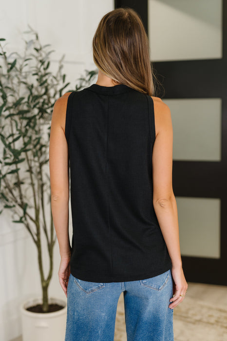 Buttoned Up Buttercup Sleeveless Top in Black
