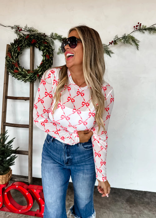 PREORDER: Christmas Printed Mesh Tops