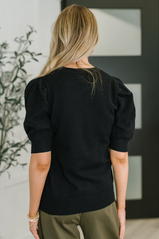 Casually Classy Puff Sleeve Blouse in Black