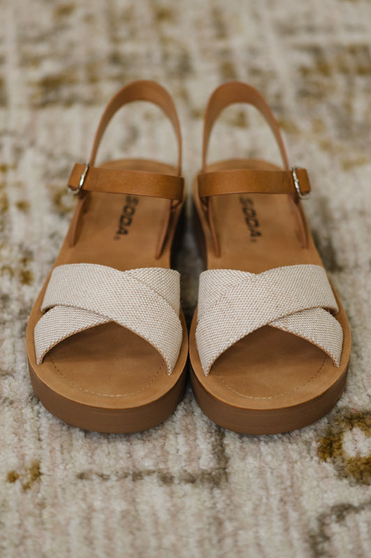 Chester Platform Nubuck Wedge Sandals in Cream