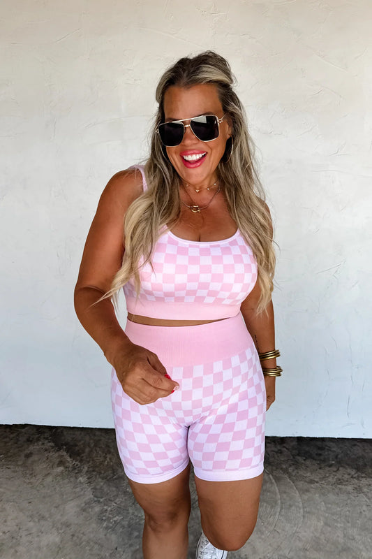 PREORDER: Checker Bra & Biker Short Set