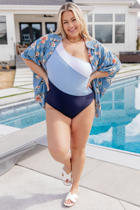 Dominica Color Block Asymmetrical Swimsuit