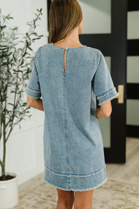 Dressed & Obsessed Chambray T-Shirt Dress in Indigo