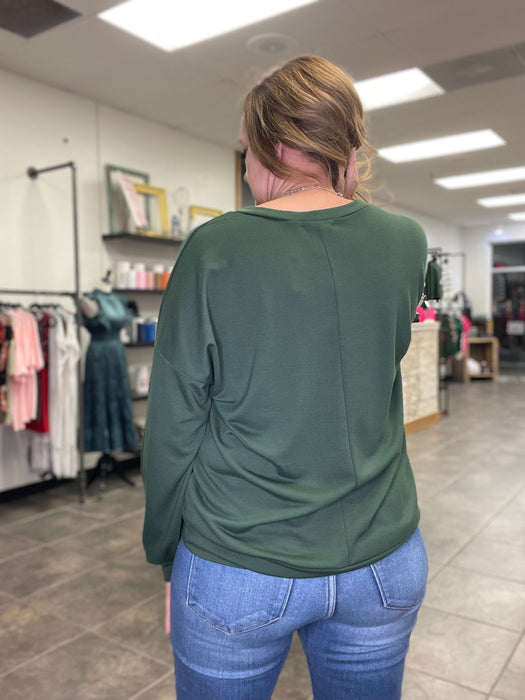 Evergreen French Terry Pullover Top