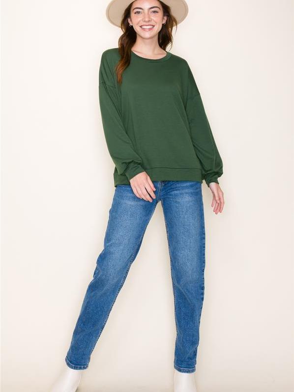 Evergreen French Terry Pullover Top