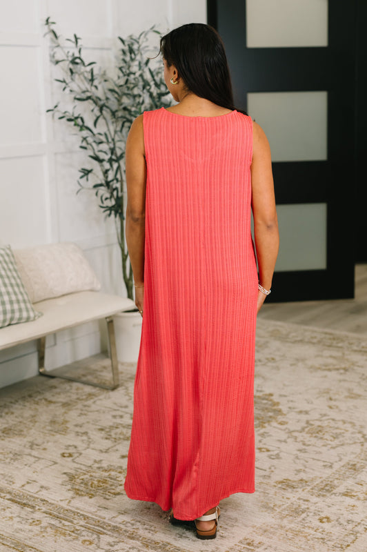 Everything She Wants Sleeveless Maxi Dress in Coral