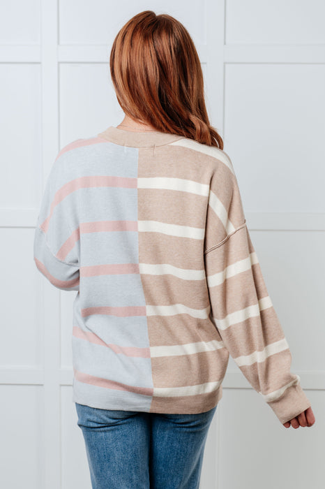 Exceptional Thought Striped Patchwork Sweater