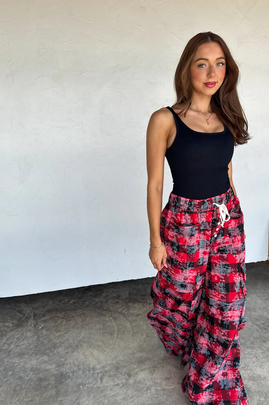 PREORDER: Plaid Behavior Wide Leg Pants