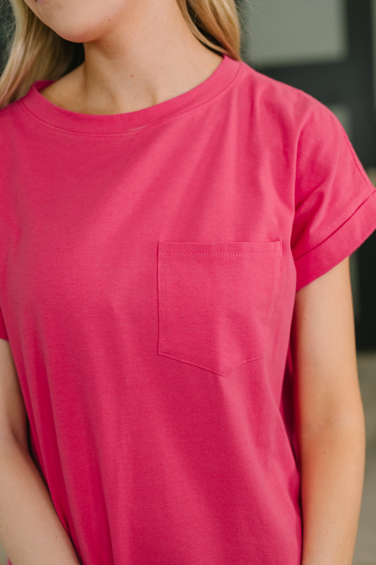 Fix You Right Up Short Sleeve Midi Dress in Hot Pink