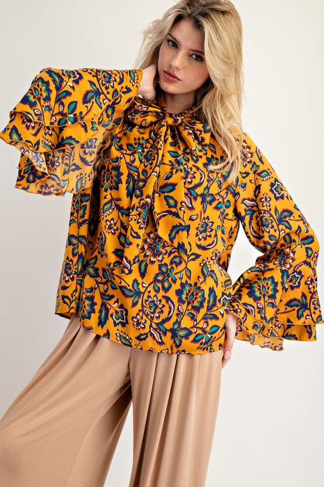 Golden Floral Top