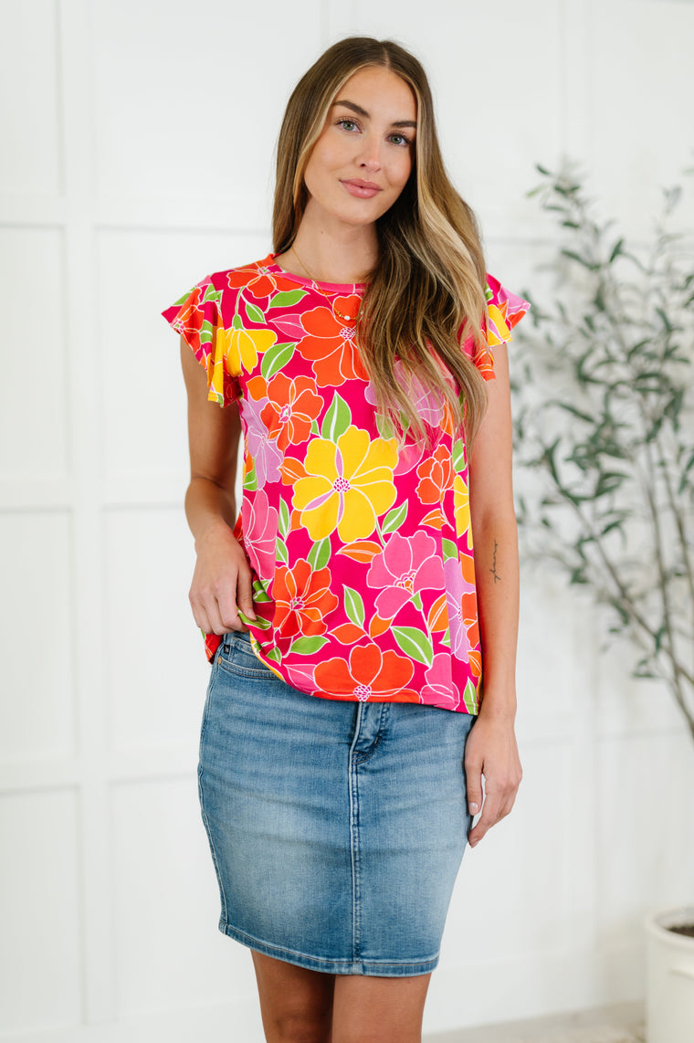 Garden Giggles Flutter Sleeve Top
