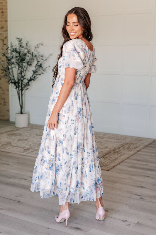 Gentle Yet Strong Balloon Sleeve Floral Dress