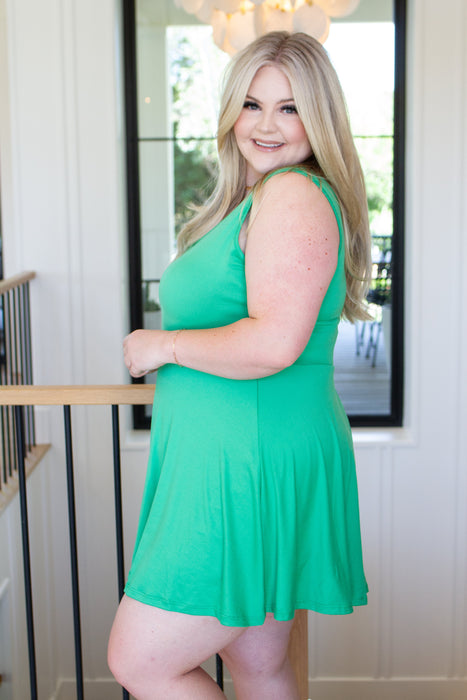 Gorgeous in Green Sleeveless Skort Dress