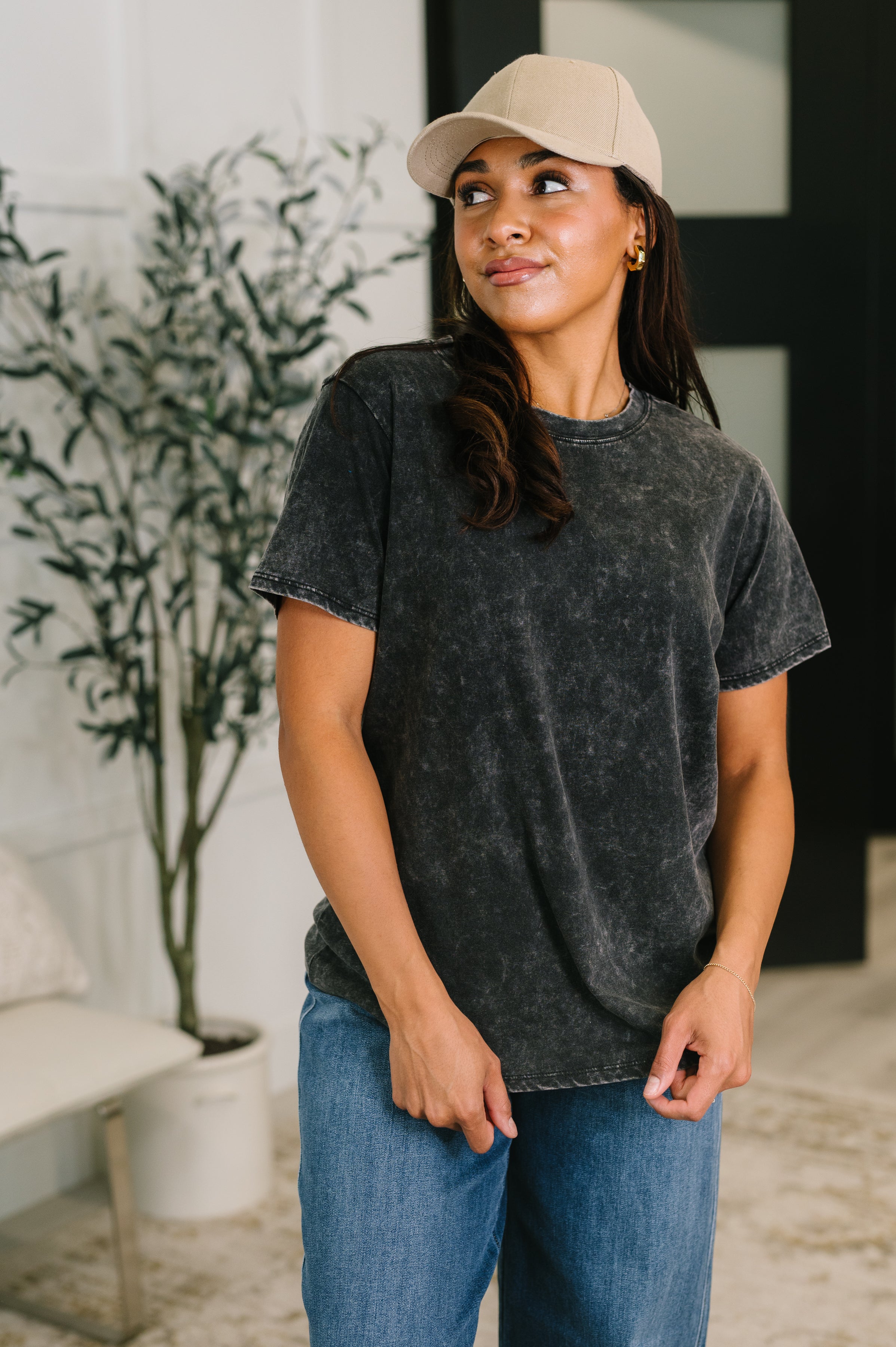 Had to Be There Mineral Wash Tee in Ash Black