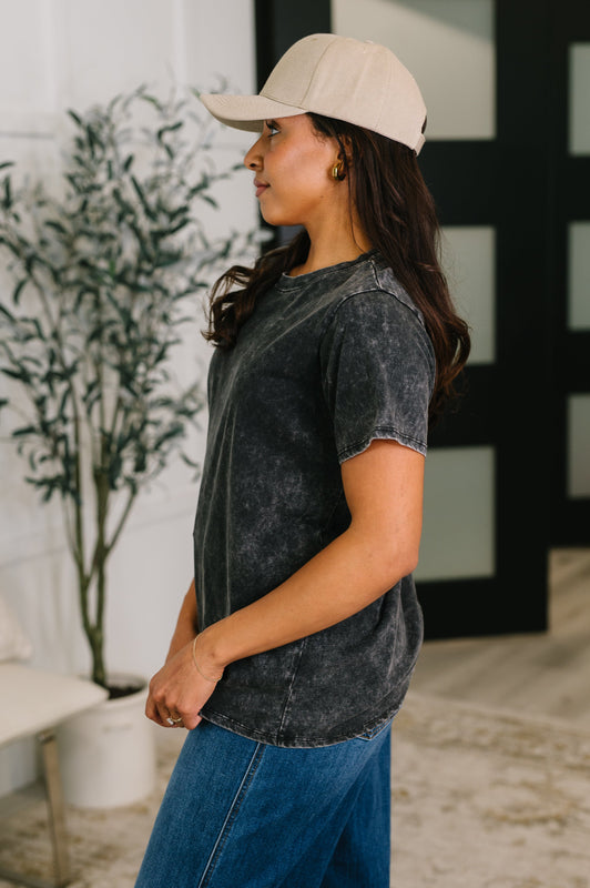 Had to Be There Mineral Wash Tee in Ash Black