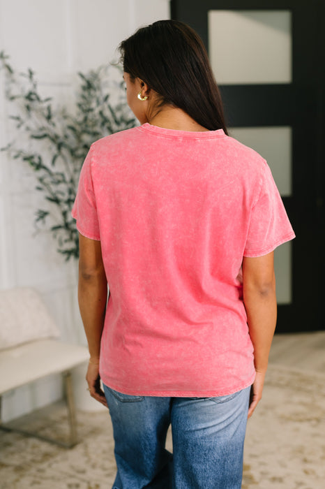 Had to Be There Mineral Wash Tee in Fuchsia