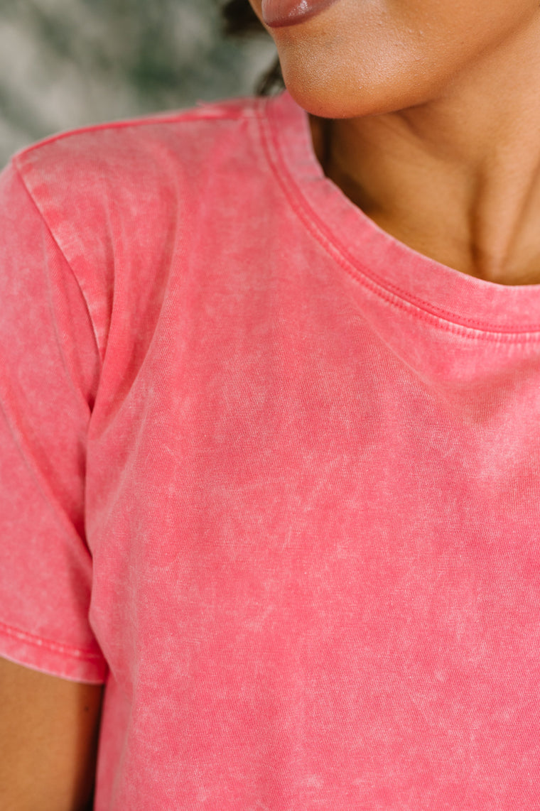 Had to Be There Mineral Wash Tee in Fuchsia