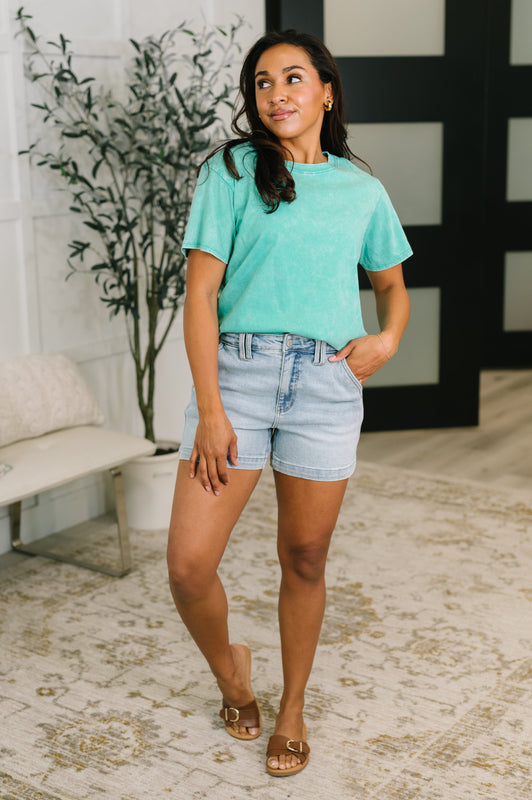 Had to Be There Mineral Wash Tee in Turquoise