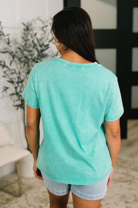 Had to Be There Mineral Wash Tee in Turquoise