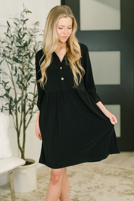 Inspire Collared Neck Dress in Black