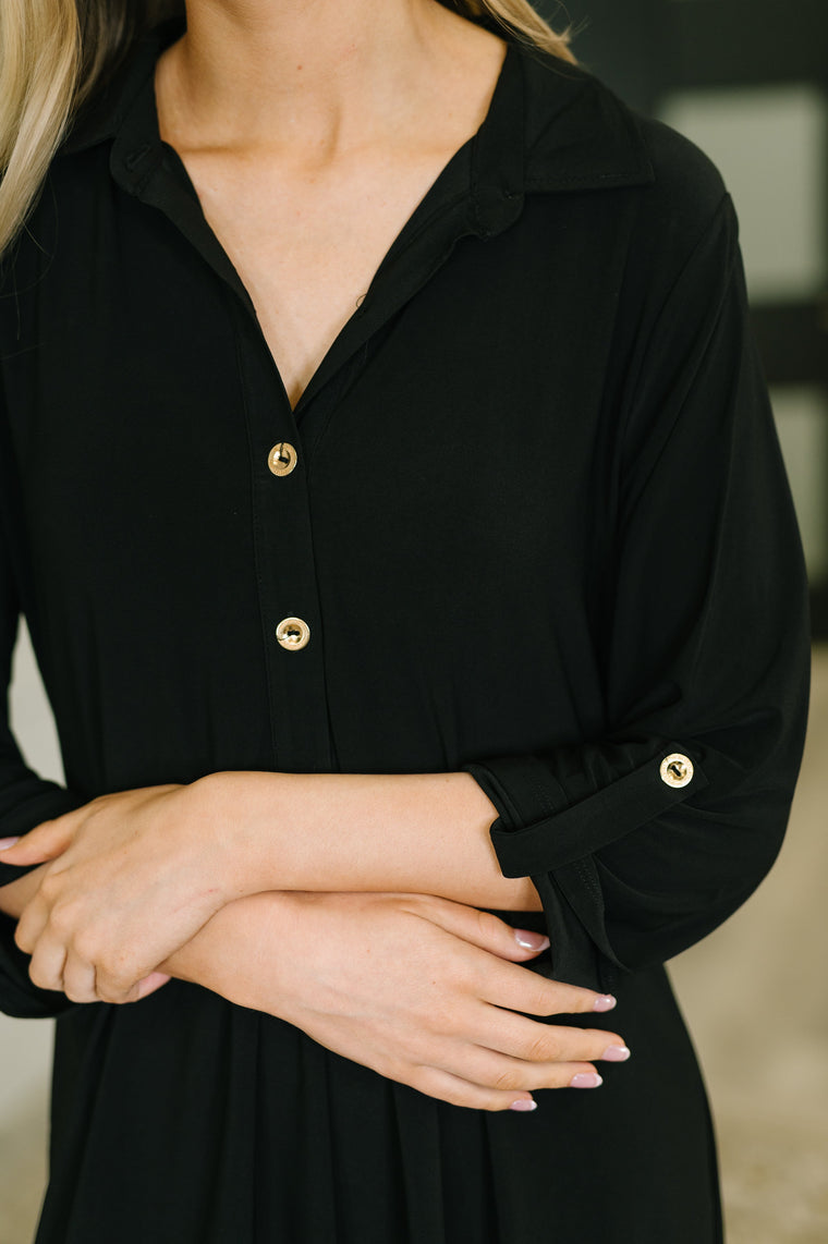 Inspire Collared Neck Dress in Black