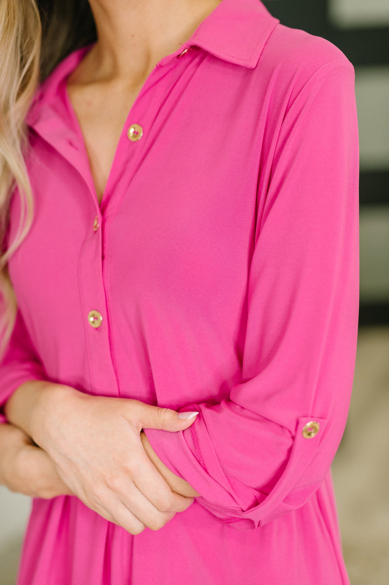 Inspire Collared Neck Dress in Runway Pink