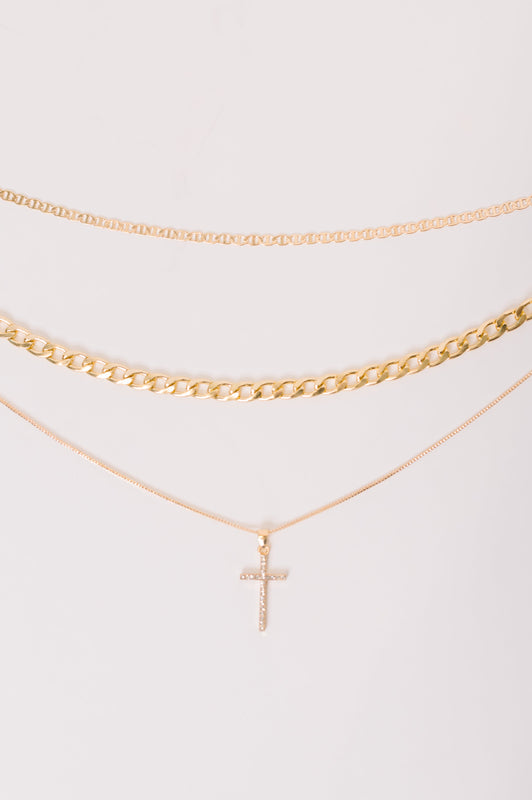 Layered Faith Necklace in Gold