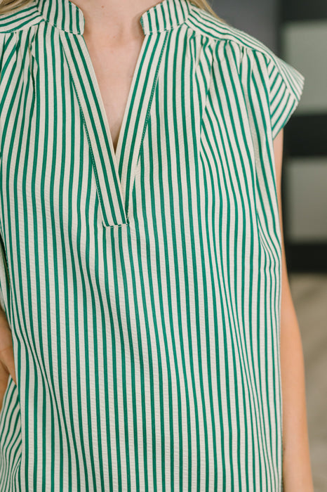 Like a Song Sleeveless V-Neck Blouse in Green