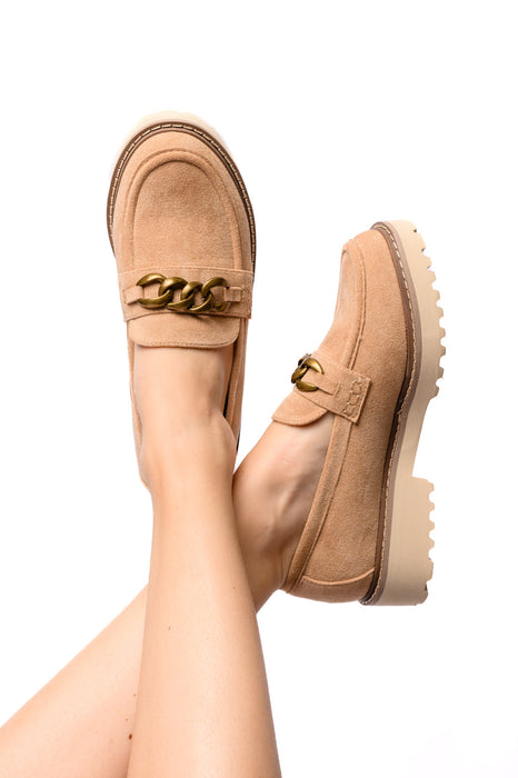 Literally Loafers in Camel Faux Suede