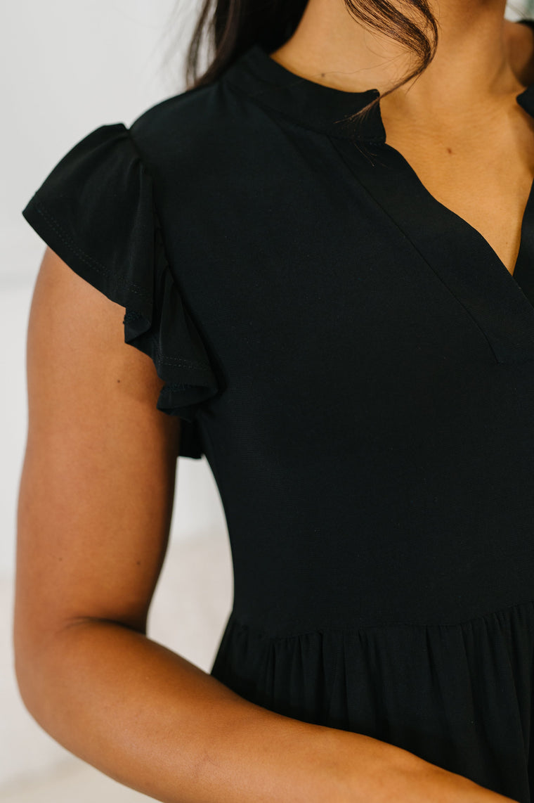Lizzy Forever Flutter Sleeve Dress in Black