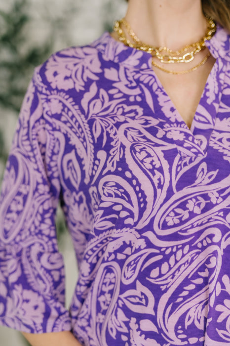 Lizzy Sunday Dress in Purple Paisley- 7/20/2026
