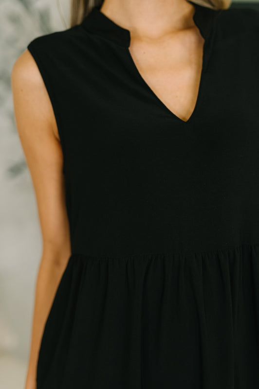 Lizzy Tiered Tank Dress in Black